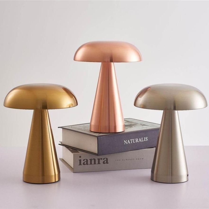 Mushroom LunaLamp - Rechargeable Cordless Table Lamp with 3-Color Touch Sensor