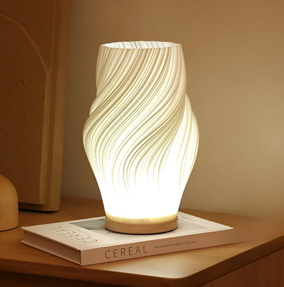 DreamWave - Dimmable Modern Cream-Colored 3D Wave Lamp