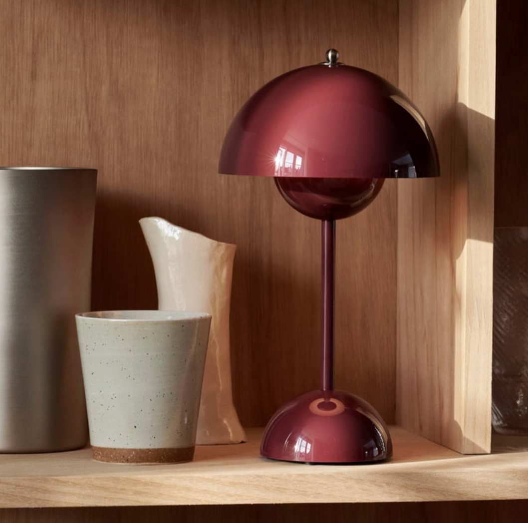 LunaGlow - Cordless LED table lamp with unique retro umbrella design | Dimmable with touch function