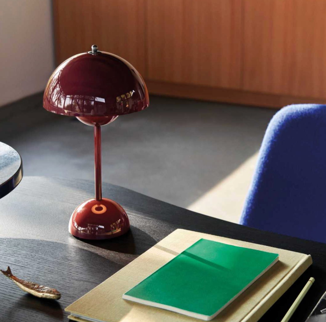 LunaGlow - Cordless LED table lamp with unique retro umbrella design | Dimmable with touch function