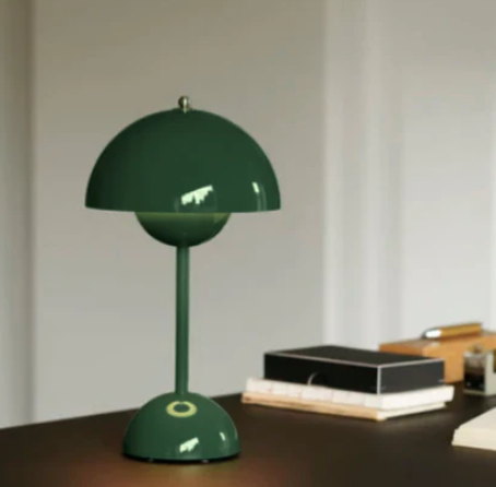LunaGlow - Cordless LED table lamp with unique retro umbrella design | Dimmable with touch function