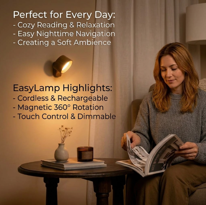 EasySwitch - Cordless Wall Lamp - Rechargeable LED Wall Light with Magnetic 360° Mount, Dimmable, Touch & Remote Control